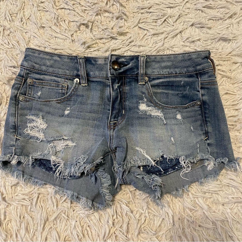 American eagle jean shorts “shortie” size 4 euc